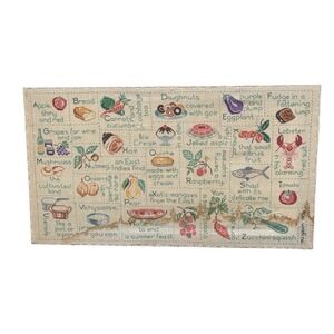 RARE Fun Food ALPHABET BY Paragon‎ Needlecraft Embroidery Framed backing picture